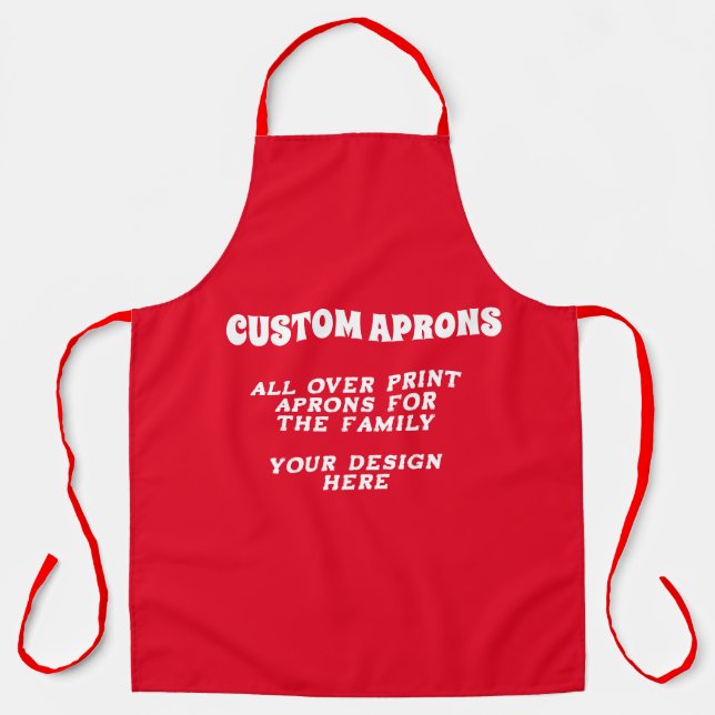Custom Red Kitchen Apron Personalised Design Chef (Front)