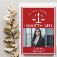 Custom Red Law School Graduation Photo Party