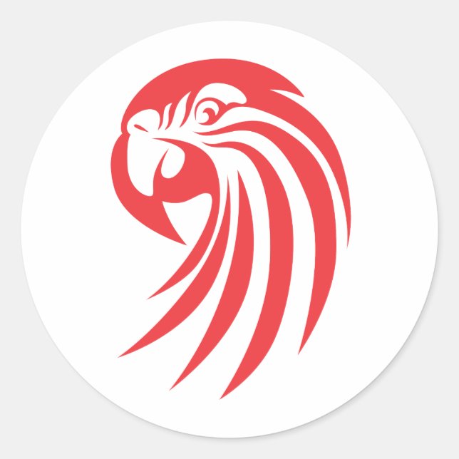 Custom Red Macaw Logo Classic Round Sticker (Front)