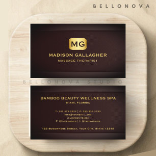 Custom Red Maroon Gold Beauty Wellness Profession Business Card