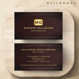Custom Red Maroon Gold Creative Media Professional Business Card