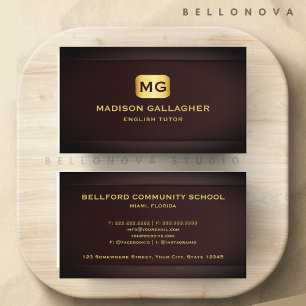 Custom Red Maroon Gold Education Professional Business Card
