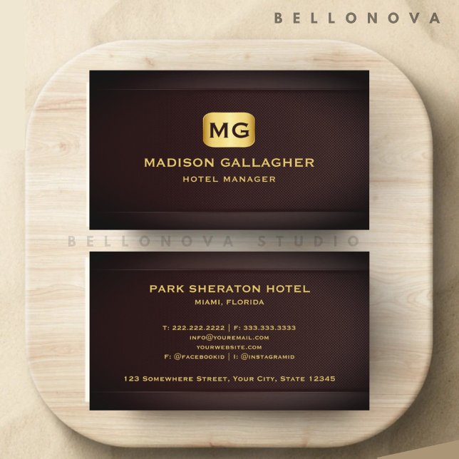 Custom Red Maroon Gold Hospitality Professional Business Card (Custom Red Maroon Gold Hospitality Professional Business Card)