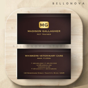 Custom Red Maroon Gold Pet Services Professional Business Card