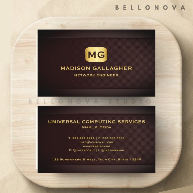 Custom Red Maroon Gold Technology Professional Business Card (Custom Red Maroon Gold Technology Professional Business Card)
