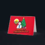 Custom Red Merry Chrismukkah Snowman with Menorah Holiday Card<br><div class="desc">Merry Chrismukkah with a fun snowman, menorah and Christmas tree on a red background. Change out the text to whatever greeting works for you by clicking on Personalise this above. If you blend the holidays, or you know someone that celebrates both Hanukkah and Christmas, then send them these awesome snowman...</div>