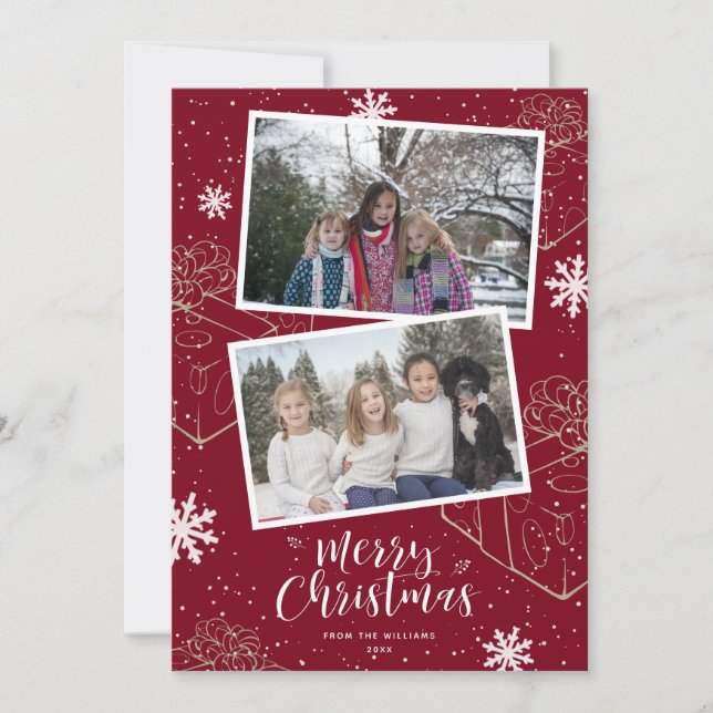 Custom Red Merry Christmas Gifts Photo Cards (Front)