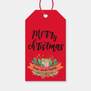 Custom Red Merry Christmas Personalised Gift Tags