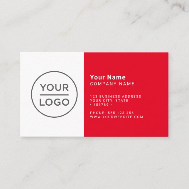 Custom red modern minimalist any colour business card (Front)