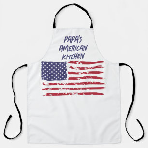 Custom Red & Navy American Flag Kitchen Adult Apron