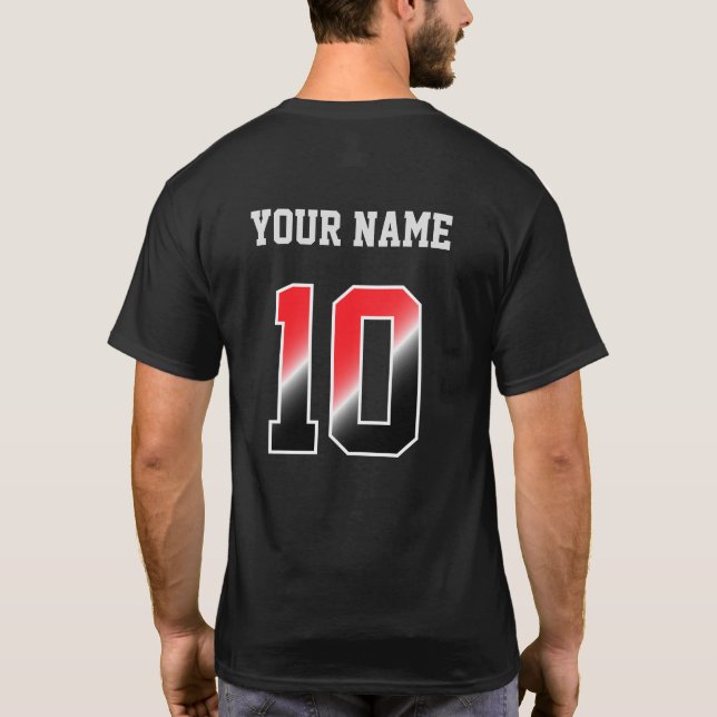 Custom Red Number 10 Personalised  T-Shirt (Back)