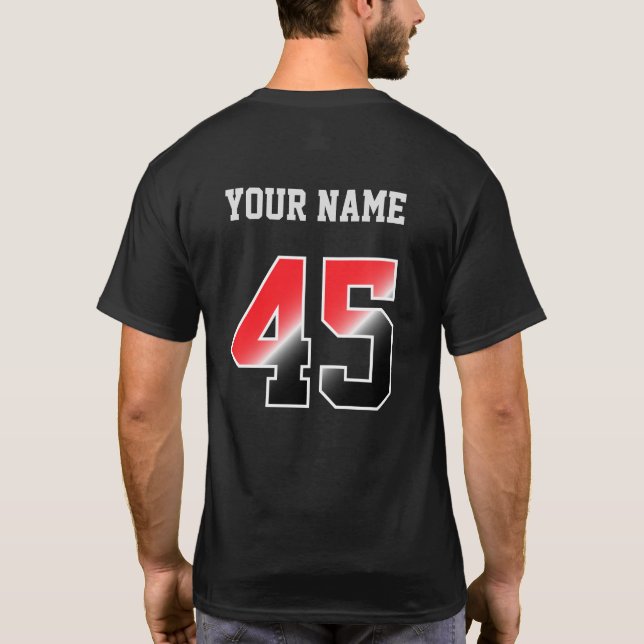 Custom Red Number 45 Personalised  T-Shirt (Back)