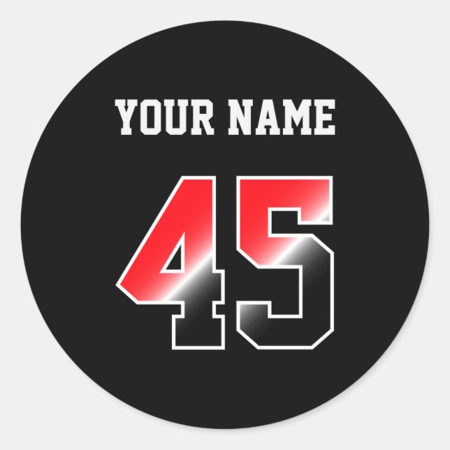 Custom Red Number 45 Personalized T Shirt  Classic Round Sticker (Front)