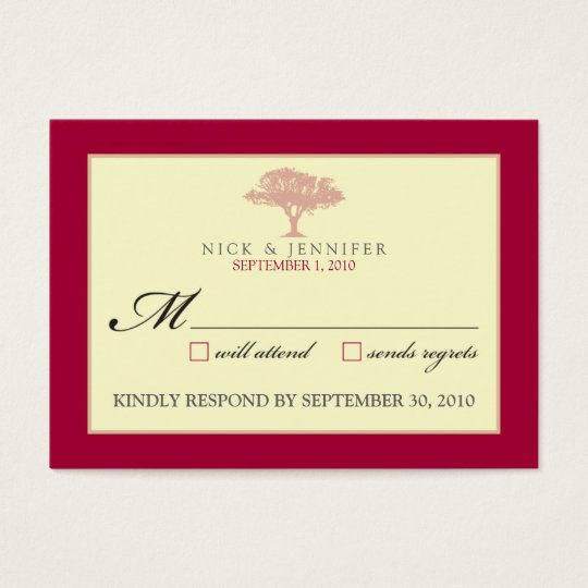 ::CUSTOM:: Red Oak Tree 3.5"x2.5" RSVP Card
