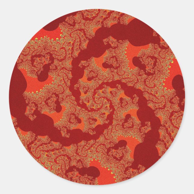Custom Red Orange Swirl Large Round Stickers (Front)