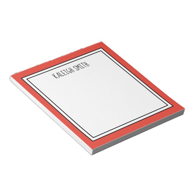 Custom Red Orange White Editable Color Notepad (Angled)
