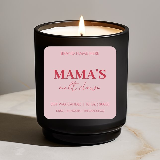 Custom Red & Pink "Mama’s Melt Down" Candle Square Sticker (Creator Uploaded)