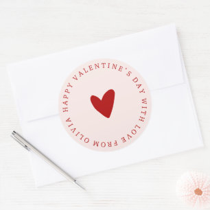 Custom red pink simple  VALENTINE’S DAY gift  Classic Round Sticker