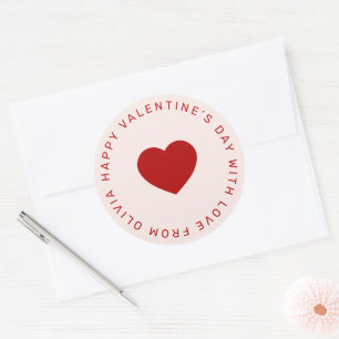 Custom red pink simple  VALENTINE’S DAY gift  Classic Round Sticker