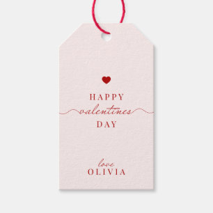 Custom red pink simple  VALENTINE’S DAY gift tag 