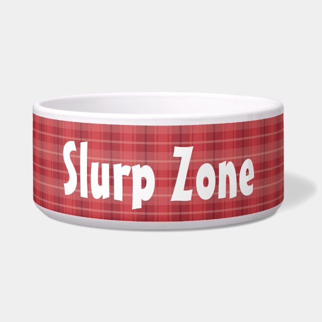 Custom Red Plaid “Slurp Zone” Pet  (Front)