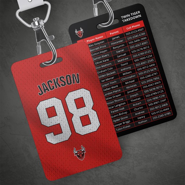 Custom Red Player Team Roster Card Sport Badge ID Badge (Creator Uploaded)