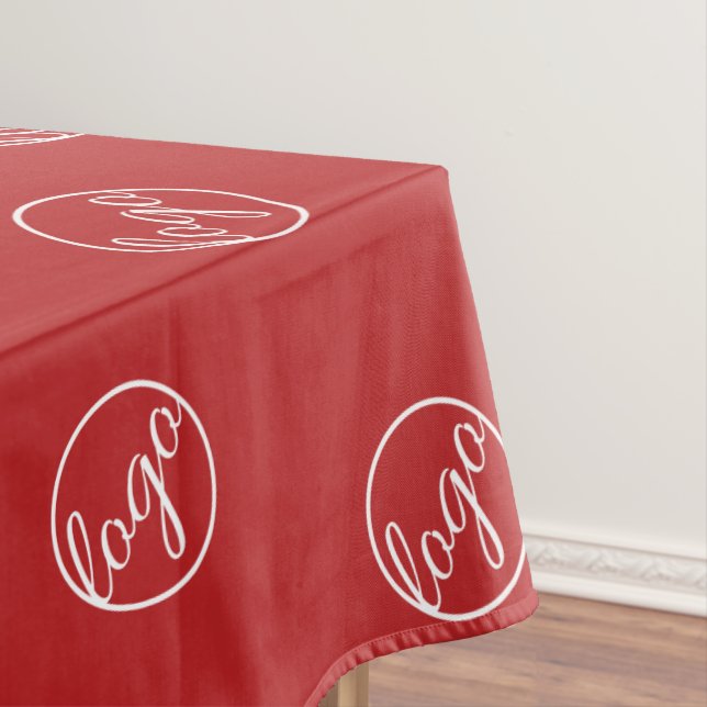 Custom Red Restaurant Trade Show Logo Business Tablecloth (In Situ)