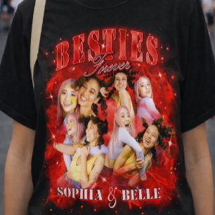 Custom Red Retro Bootleg Besties 90s Rap Tee Y2K