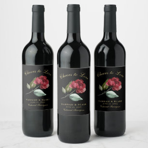 Custom Red Rose Cheers to Love Wine Label