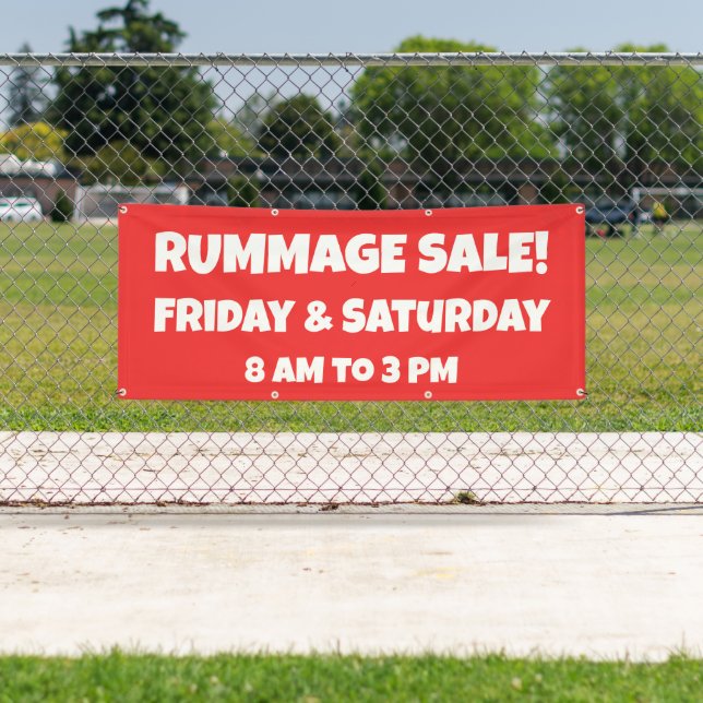 Custom Red Rummage Sale Banner (Insitu)