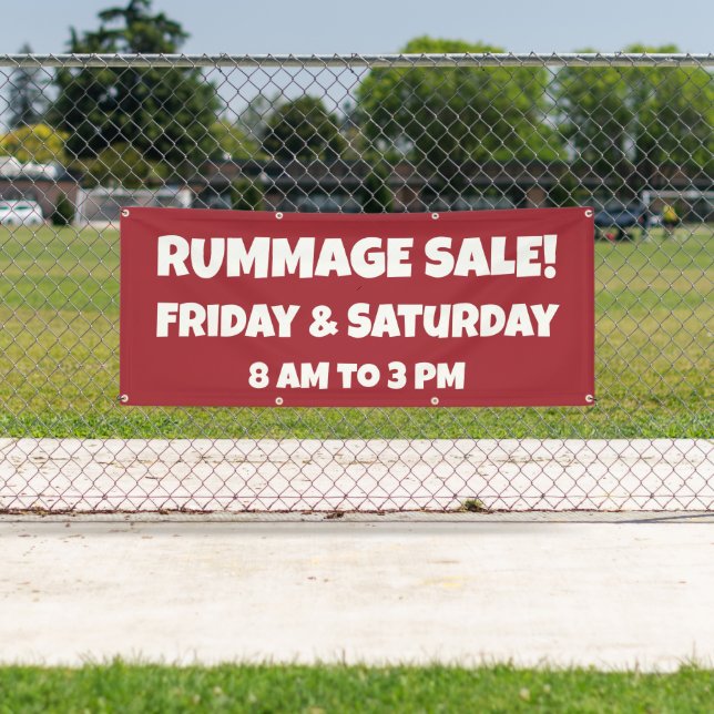 Custom Red Rummage Sale Banner (Insitu)