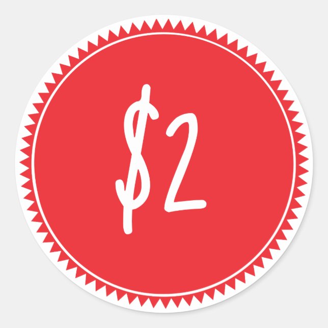 Custom Red Sale Price tag Round Sticker (Front)