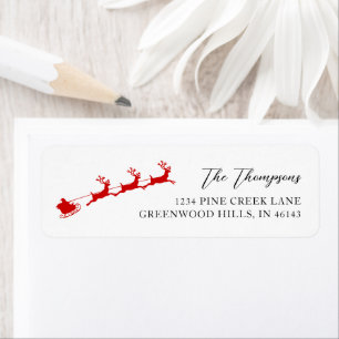 Custom Red Santa & Reindeer Holiday Return Address