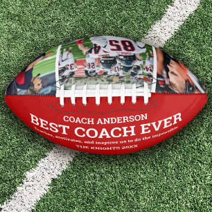 Custom Red Team Best Coach Ever Photo Collage American Football