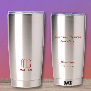 Custom Red Text Front & Back, 20oz Stainless Steel Insulated Tumbler