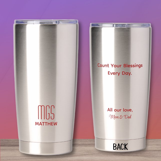 Custom Red Text Front & Back, 20oz Stainless Steel Insulated Tumbler (Creator Uploaded)
