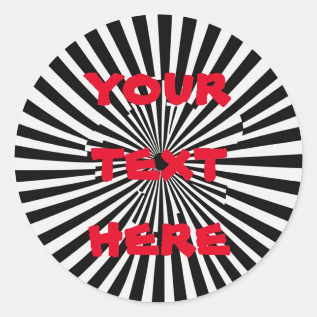 Custom Red Text Optical Illusion Gothic Classic Round Sticker (Front)
