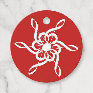 Custom Red Treble Clef Snowflake Musical Circle Favour Tags