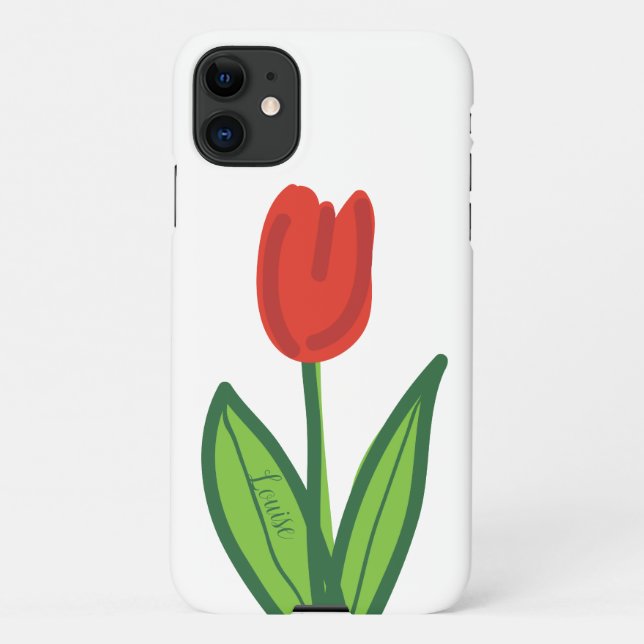 Custom red tulip flower Zazzle Basic smartphone iPhone Case (Back)