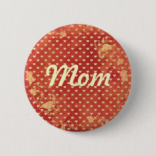 Custom Red Vintage Grunge Hearts Pattern 6 Cm Round Badge