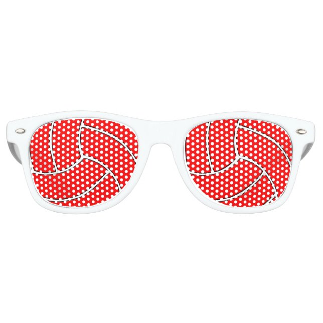 Custom Red Volleyball Party Sunglasses (Front)