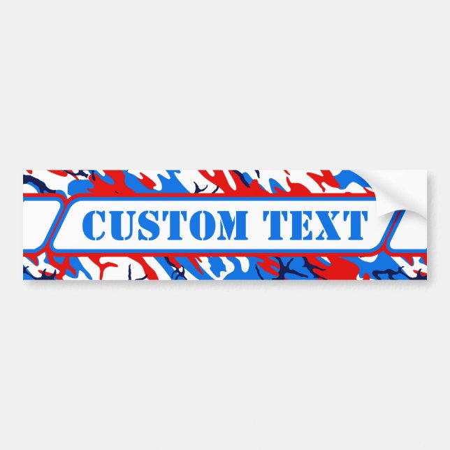 Custom Red White and Blue Camouflage Bumper Sticker (Front)