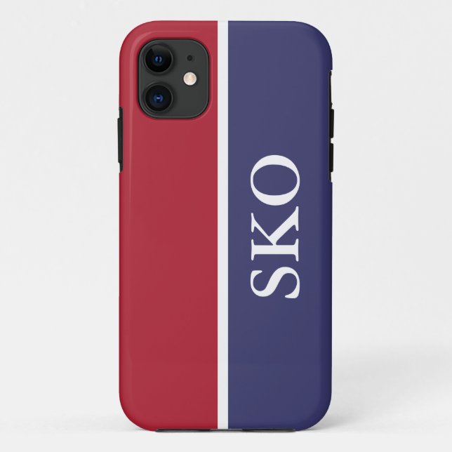 Custom Red White and Blue Striped Monogram Case-Mate iPhone Case (Back)