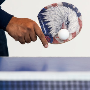Custom Red White Blue Eagle Stars and Stripes Flag Ping Pong Paddle