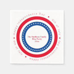 Custom Red White Blue Happy Independence Day Napkin