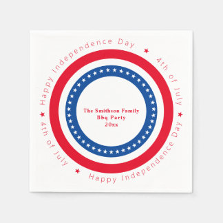 Custom Red White Blue Happy Independence Day  Napkin