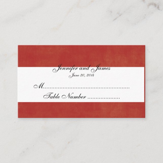 Custom Red White Christmas Wedding Place Card (Front)