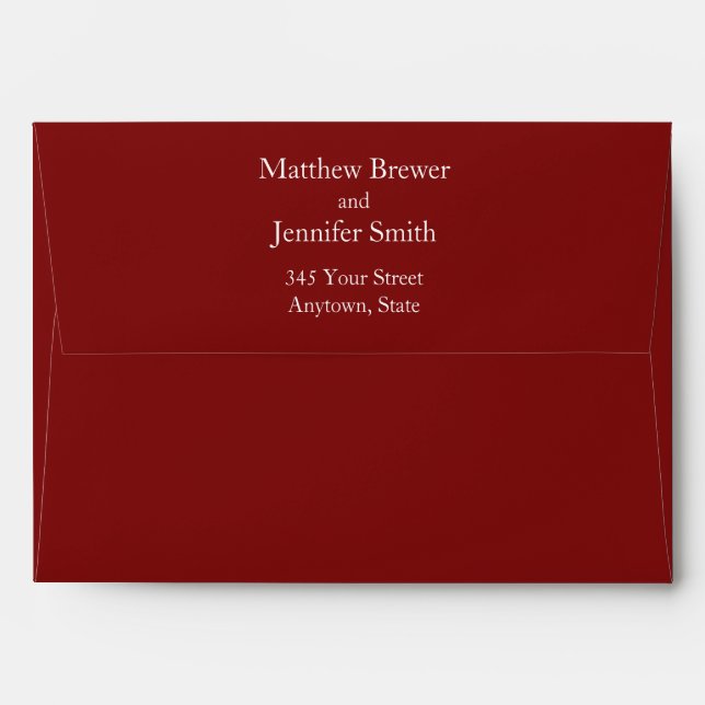 Custom Red & White Envelope with Return Address (Back (Top Flap))