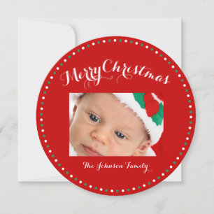 Custom Red White Green Christmas Greeting Cards