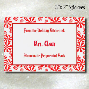 Custom Red White Holiday Peppermint Pattern Food L Food Label